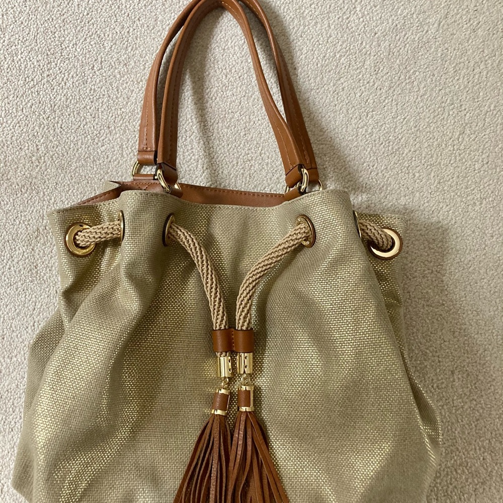 Elegant Michael Kors Gold and Tan Women's Tote Bag